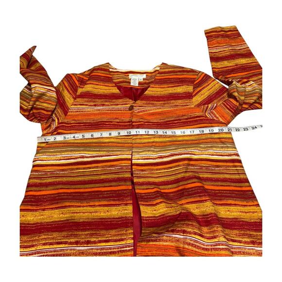 Coldwater Creek Blazer Jacket Women's Medium Multicolor Striped 100% Silk Lined - Picture 4 of 6